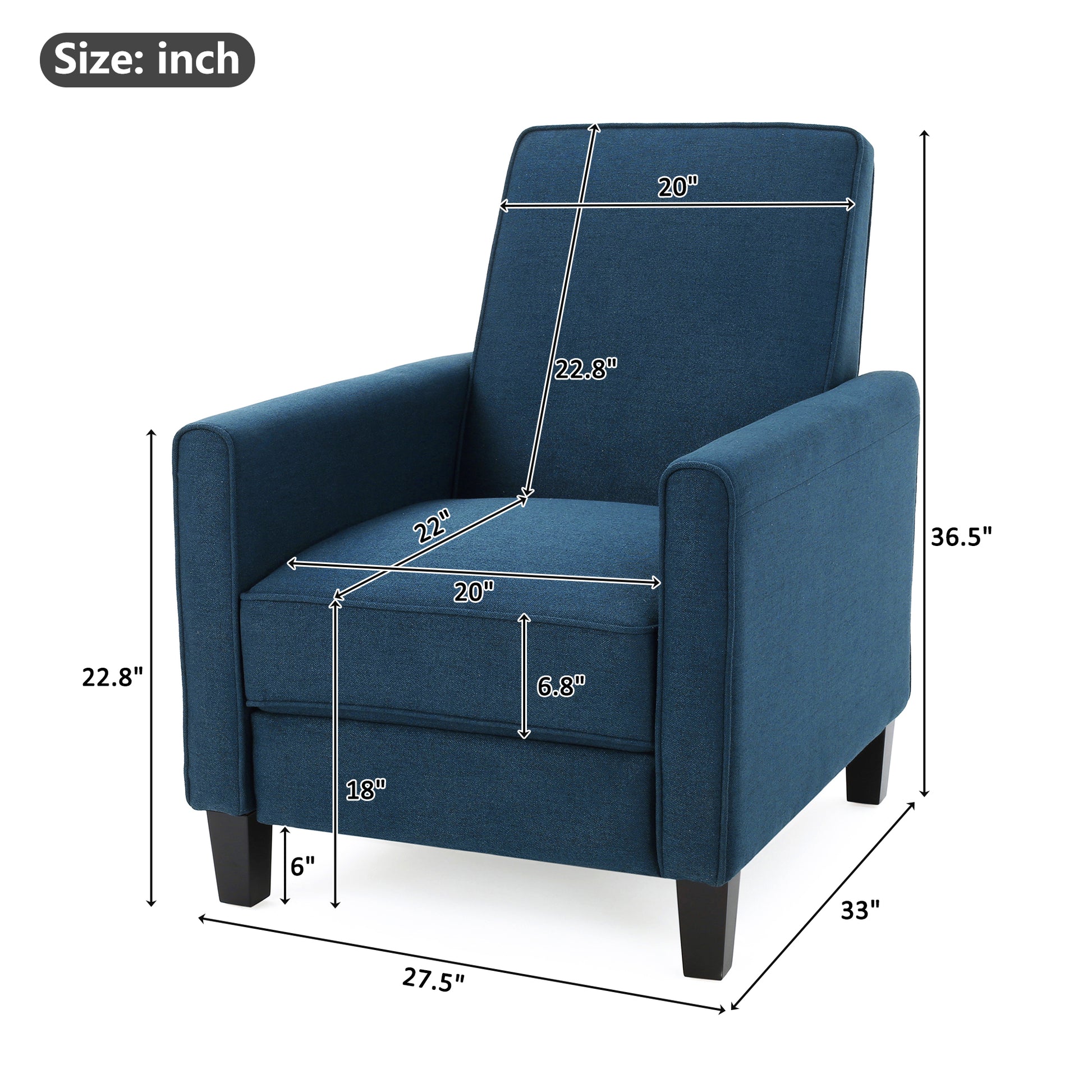Navy Blue Fabric Push Back Chair for Elegant Home Décor(Old SKU:52422.00FDBL) image 2