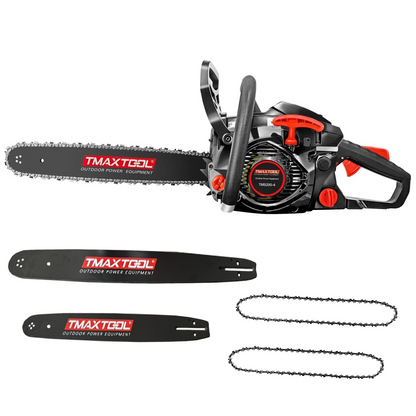 TMAXTOOL 62cc Powerful 20 inch +16 inch Gas Chainsaw with 2 Stroke Perfect for Pruning, Limbing, and Sawmill Operations-black image 1