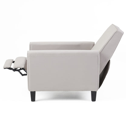 27.5" Push Back Recliner Chair Upholstered Recliner Armchair with Solid Beech Wood Legs for Living Room and Bedroom(Old SKU:52422.00FDGRY), Grey image 9