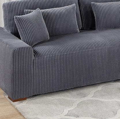 Modern 2pc Sectional Set XL Plush Corduroy Fabric Dark Gray LAF Sofa RAF Chaise Living Room Couch image 5