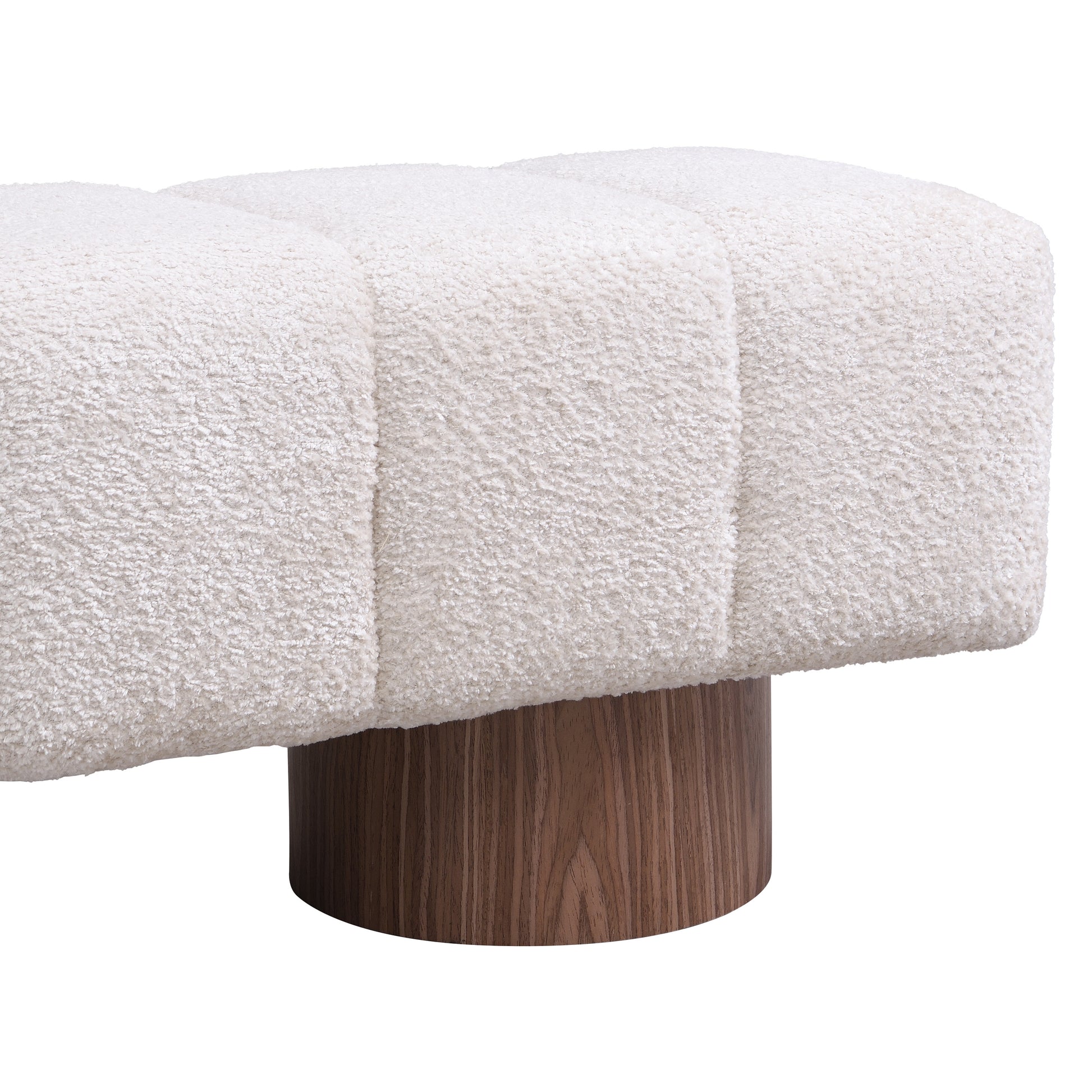 Upholstered Dining Bench for Dining Room, No-Assembly End of Bed Entryway Bench Ottoman for Bedroom Living Room, Beige Faux Fur Fabric, 300 LBS Weight Capacity image 10