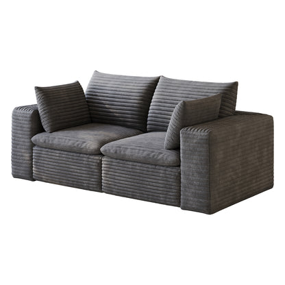 71" Cloud Sofa,Corduroy Fabric,Deep Seat Couches,Double-layer design,Removable Cushion,No Assembly, DIY Combination for Living room, Bedroom,Conference room,Apartment,Dark Grey image 9