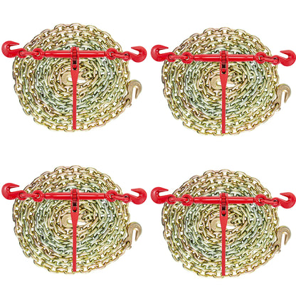 Chain and Binder Kit 3/8in-1/2in, Ratchet Load Binders 9215lbs Working Strength, Ratchet Binders and Chains, 3/8in x 10ft Chains with G70 Hooks, for Truck, Tie Down, Hauling, Towing image 1