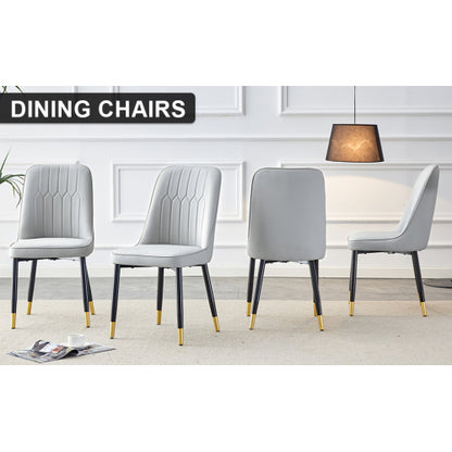 Modern dining chairs are equipped with light gray PU artificial leather backrest cushions and black metal legs, suitable for restaurants,kitchens,and bedrooms.Set of 4pieces (light gray+PU) image 9