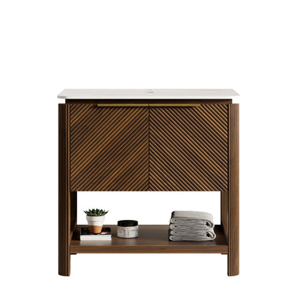 INDIGO 30'' Freestanding Cabinet without Basin, with Double Doors, Walnut Woodgrain Color image 1