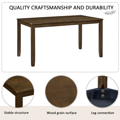 6-Piece Dining Table Set with Bench and Chairs, Wooden dining table set for 6 people, Farmhouse Rustic Style 6 Person Dining Table Set for Dining Room, Kitchen, Walnut image 4
