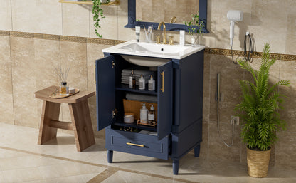 24" Modern Bathroom Vanity with Ornate Motif Design & Soft-Close Hinges, Bathroom Cabinet with Drawer and Back Open Structure, Ornately Carved French Cylinder Legs image 11