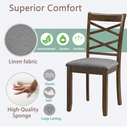Dining Chairs Only, Wooden Dining Chairs Set of 4, Kitchen Chair with Padded Seat, Upholstered Side Chair for Dining Room, Living Room, Walnut image 7