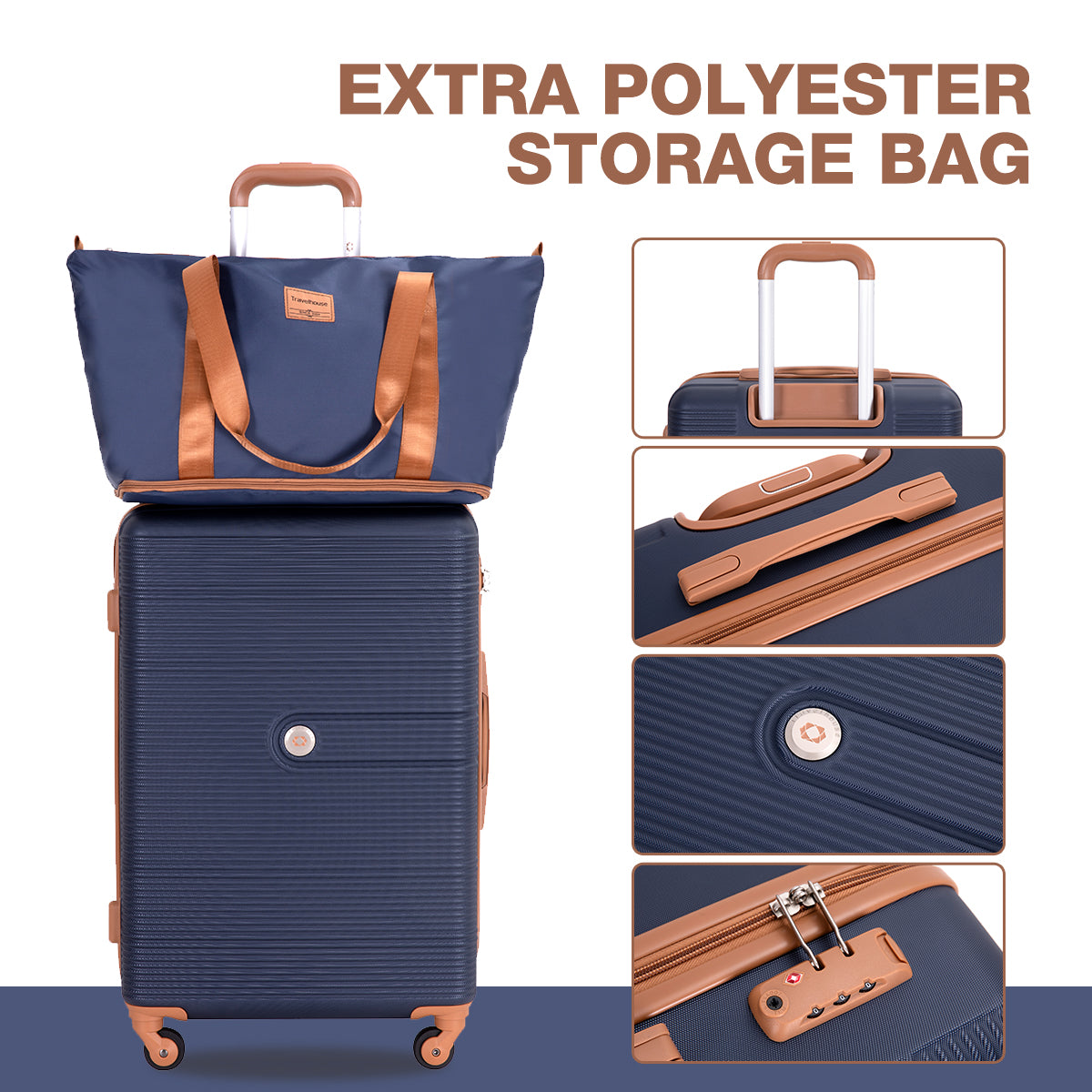 6 Piece Hardshell Luggage Set Hardside Lightweight Suitcase with TSA Lock Spinner Wheels BLUE image 5