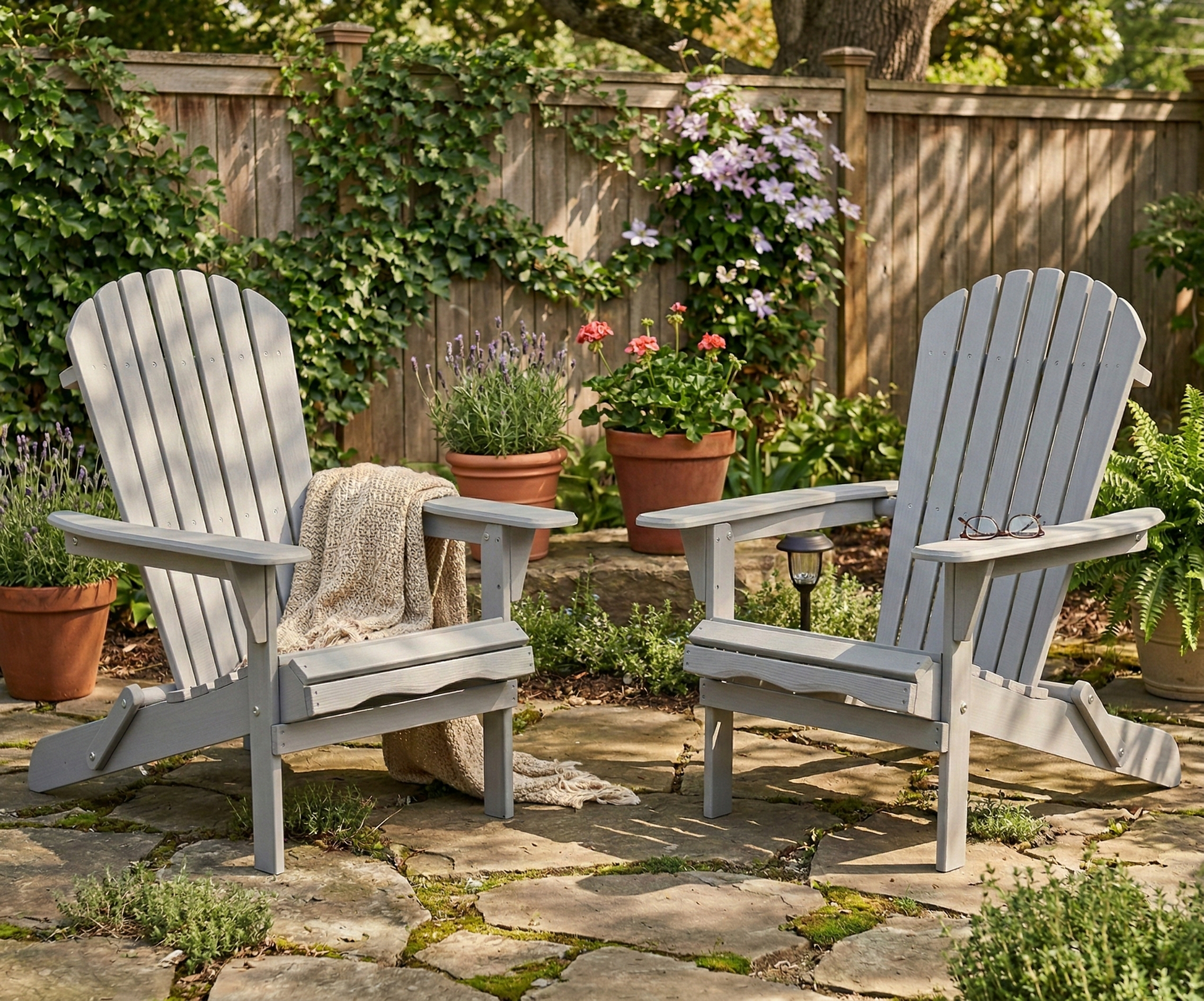 Wood Lounge Patio Chair for Garden Outdoor Wooden Folding Adirondack Chair Set of 2 Solid Wood Lounge Patio Chair for Garden, Lawn, Backyard, image 1