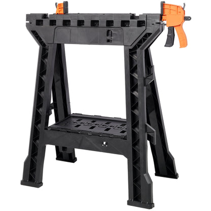 Folding Clamping Sawhorse Set of 2, Heavy Duty Clamping Sawhorse 2200 LBS Load Capacity,Plastic Sawhorse for Garage, Workshop, Fully Assembled image 7