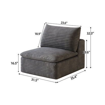 1 Middle Seat+1 Ottoman,Dark Grey image 6