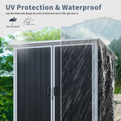 5x3 FT Outdoor Storage Shed Waterproof Resin Cabinet with Lockable Doors for Bikes and Patio Furniture Black image 7