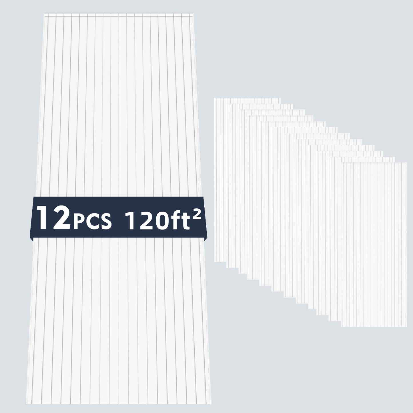 5' x 2' Twin-Wall Polycarbonate Greenhouse Panels (12 Pack), High Light Transmission & All-Weather Insulated Sheets, Shatter-Resistant Replacement for Glass Roofing, Balcony Divider image 5