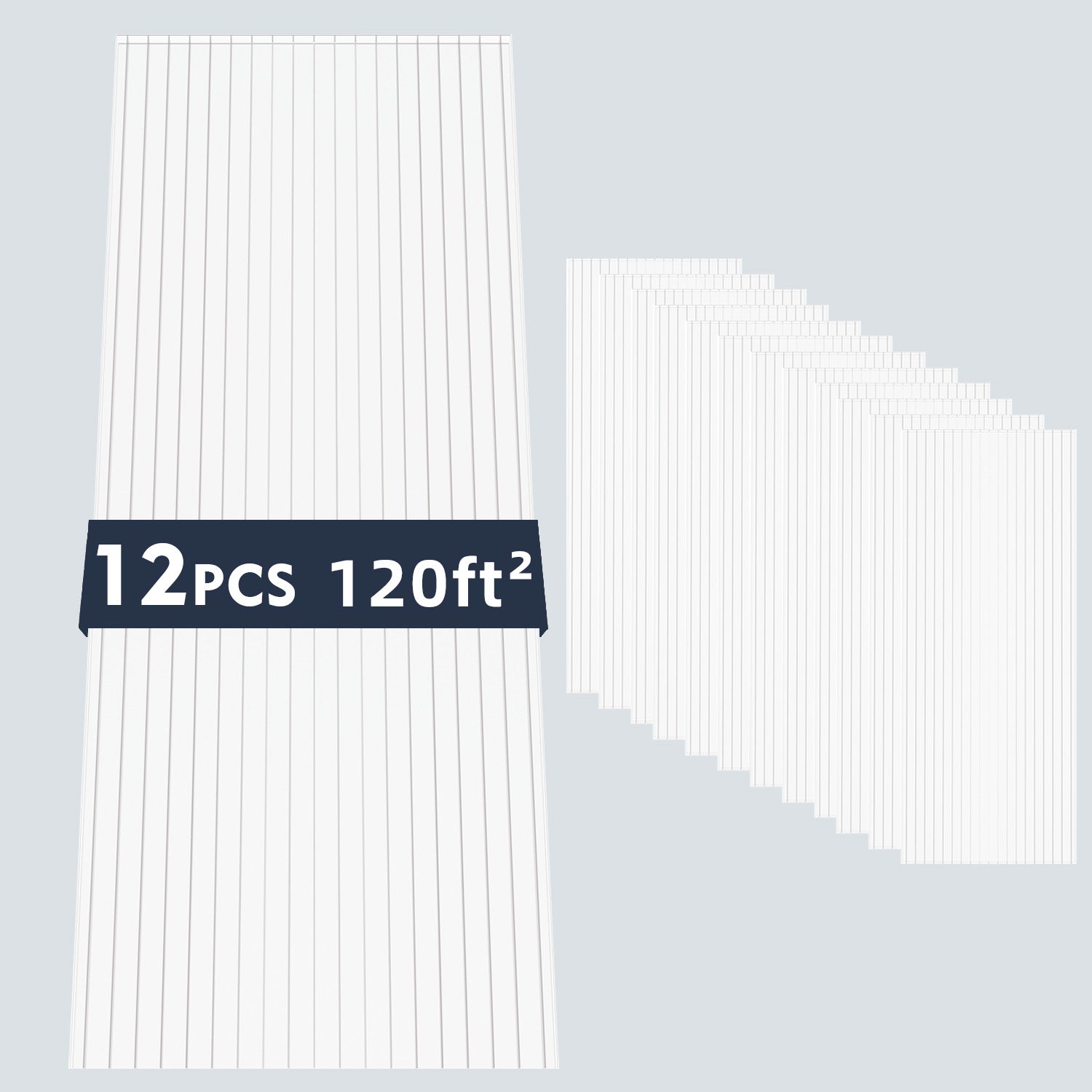 5' x 2' Twin-Wall Polycarbonate Greenhouse Panels (12 Pack), High Light Transmission & All-Weather Insulated Sheets, Shatter-Resistant Replacement for Glass Roofing, Balcony Divider image 5