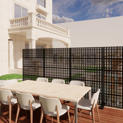 Metal Privacy Screens 72" H x 43.3" W Outdoor and Indoor Divider with Freestanding Decorative Privacy Screen Stylish Divider for Balcony, Patio, Garden & Indoor Spaces, Grid Black image 7