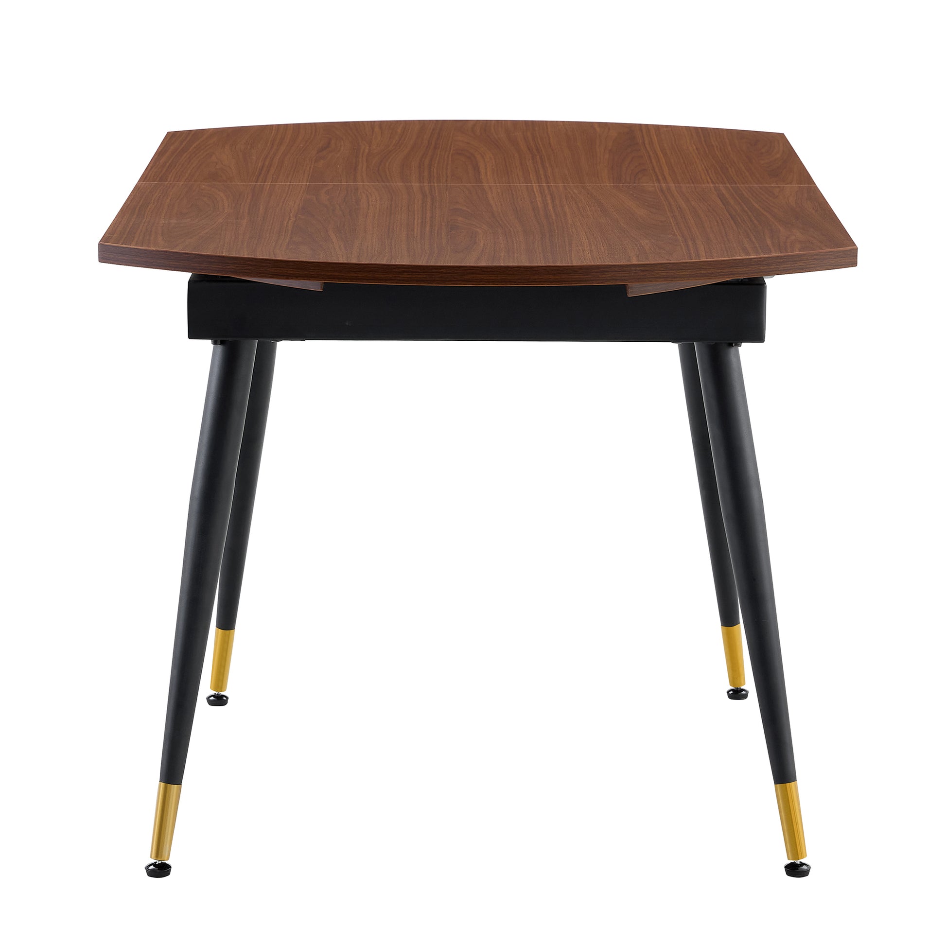 With a clever retractable mechanism, the Walnut Grain MDF table top and black metal legs and has a smooth and delicate surface.The unique look creates the sleek silhouette of a modern home. image 11