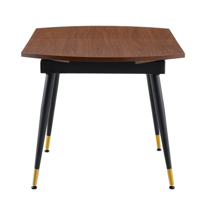 With a clever retractable mechanism, the Walnut Grain MDF table top and black metal legs and has a smooth and delicate surface.The unique look creates the sleek silhouette of a modern home. image 11