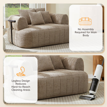 64" Oversized Boneless Chair Chaise Lounge Indoor with Metal Support, Upholstered Boucle Deep Seat Single Cloud Sofa Chair, Cozy Comfy Sofa Bed for Living Room & Bedroom image 8