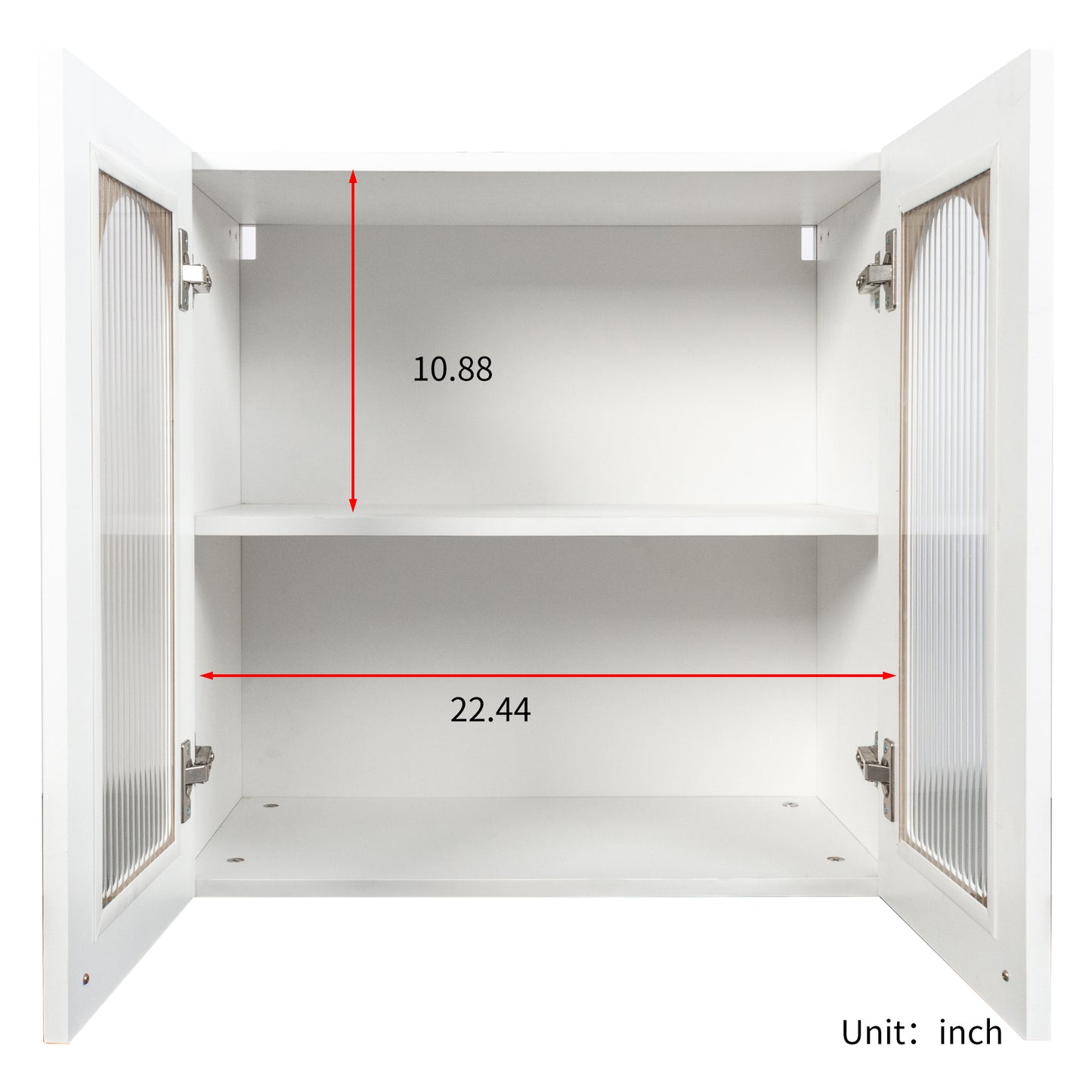 Wall Cabinet,Arched Glass door Display Wall Mounted Cabinet, Floating Cabinet with inadjustable Shelves for Kitchen,Bathroom,Living Room image 6