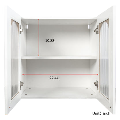 Wall Cabinet,Arched Glass door Display Wall Mounted Cabinet, Floating Cabinet with inadjustable Shelves for Kitchen,Bathroom,Living Room image 6