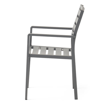 Outdoor Modern Aluminum Dining Chair (Set of 2), Gun Metal Gray image 8