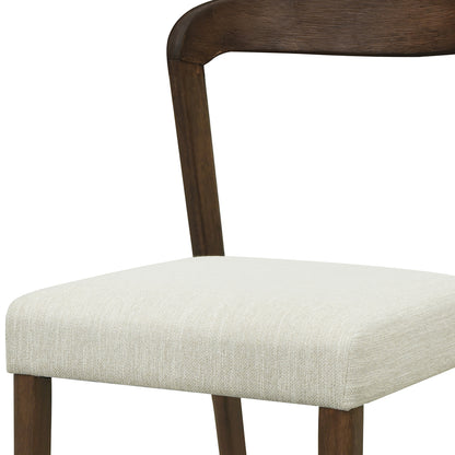 Solid Rubber Wood Dining Chairs(Walnut+Beige)Set of 2 image 11