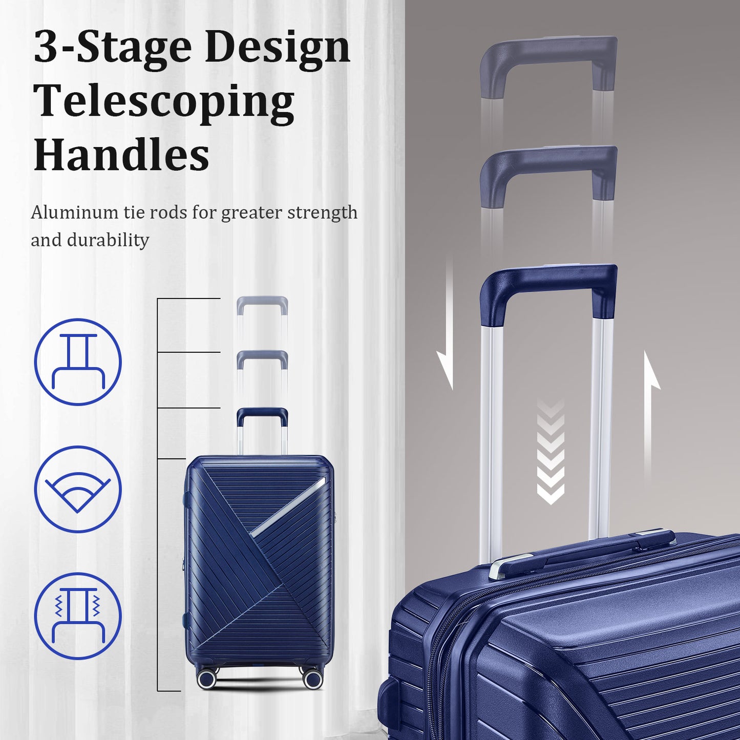 Luggage Sets 4 Piece(14/20/24/28), Expandable Lightweight Suitcase with 4 Double 360 Degrees Mute Spinner Wheels PP Materials Durable TSA Lock Travel Luggage image 6