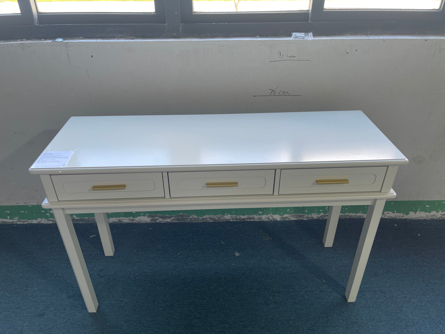 Cream White Vanity Desk with 3 Drawers, Modern Makeup Table or Writing Desk, Multipurpose Dressing Table for Bedroom, No Mirror Included image 12