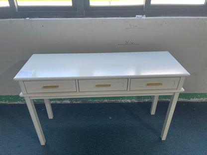 Cream White Vanity Desk with 3 Drawers, Modern Makeup Table or Writing Desk, Multipurpose Dressing Table for Bedroom, No Mirror Included image 12