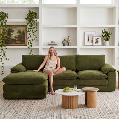 Modular Sectional Sofa, L Shape Cloud Couch with 1 Movable Ottoman, Comfy Chenille Deep Seat Sofa with Soft Pillows for Living Room Apartment (Green) image 4