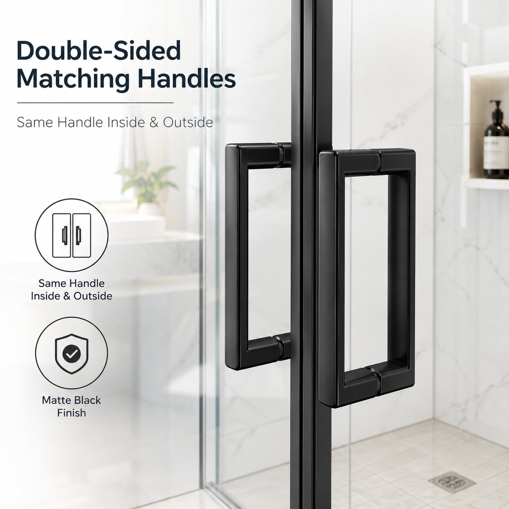 Comfystyle 60.W x 72.H Double Framed Sliding Shower Door, with 1/4" (6mm) Clear SGCC Tempered Glass, Matte Black Finish image 6