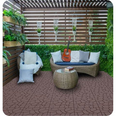 New Stone texture 12" Patio Deck Tiles, DIY Module Interlocking Decking Tiles Floor Tile,Easy and Quick Installation Court Tiles for Porch Poolside Balcony Backyard 44pcs Red Brown