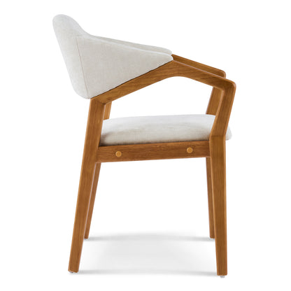 Indoor Dining Chair Set of 2, Beige Chenille Upholstered Armchair with Sturdy Frame, 300lbs Capacity, Ergonomic Curved Backrest image 9