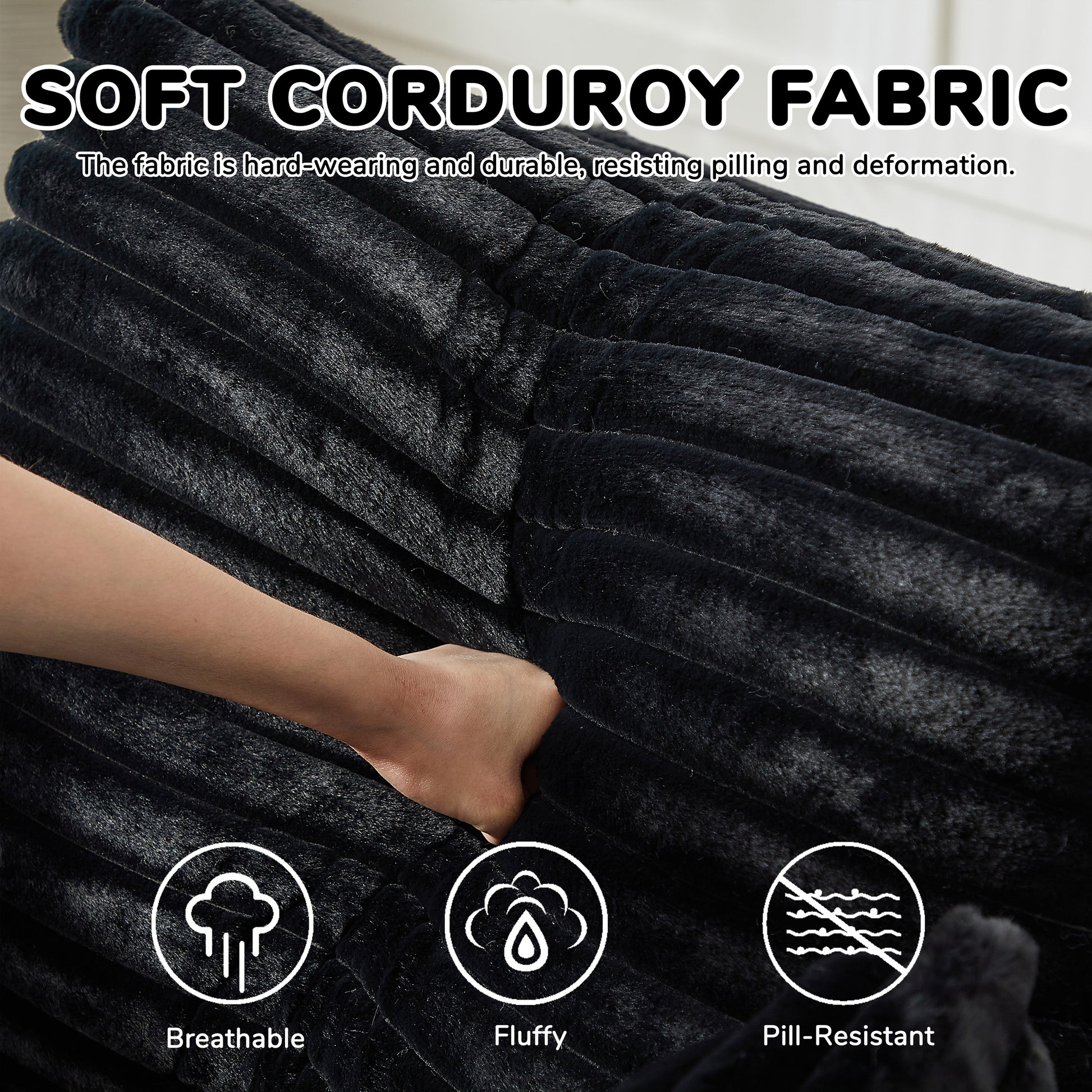 55''L Corduroy Foam Single Swivel Chair, Fluffy Modern Sleeper, 360 Degree Swivel Chair for Living Room, Bedroom, Lounge and Projection Room image 5