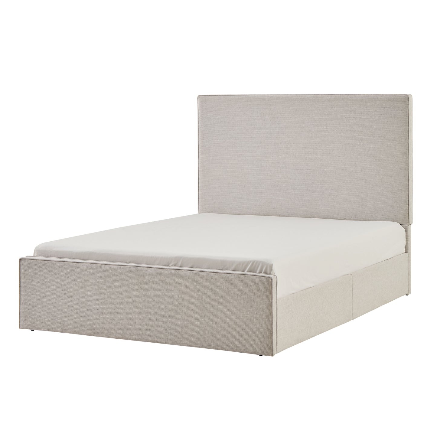 Lucas Tall Headboard Upholstered Bed / 52" High Headboard / Elegant Simplicity / No Box Spring Needed / Easy Assembly / King / Textured Ivory Canvas image 7