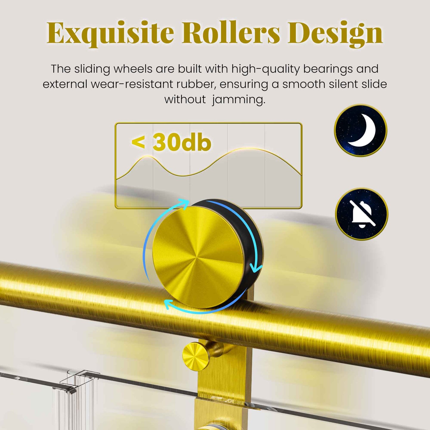 56-60" W * 66" H Frameless Single Sliding Shower Doors, Bathroom Sliding Shower Door With Towel Rail And Auxiliary Handle, 5/16" (8mm) Thick SGCC Tempered Glass Door, Brushed Gold (No Soft-Close) image 5