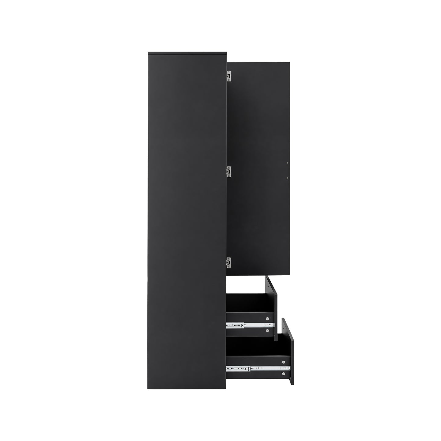 Standard kitchen Pantry,Tall Cabinet,Freestanding Cabinet with one door and two drawers for Kitchen, Dining Room, BLACK image 9