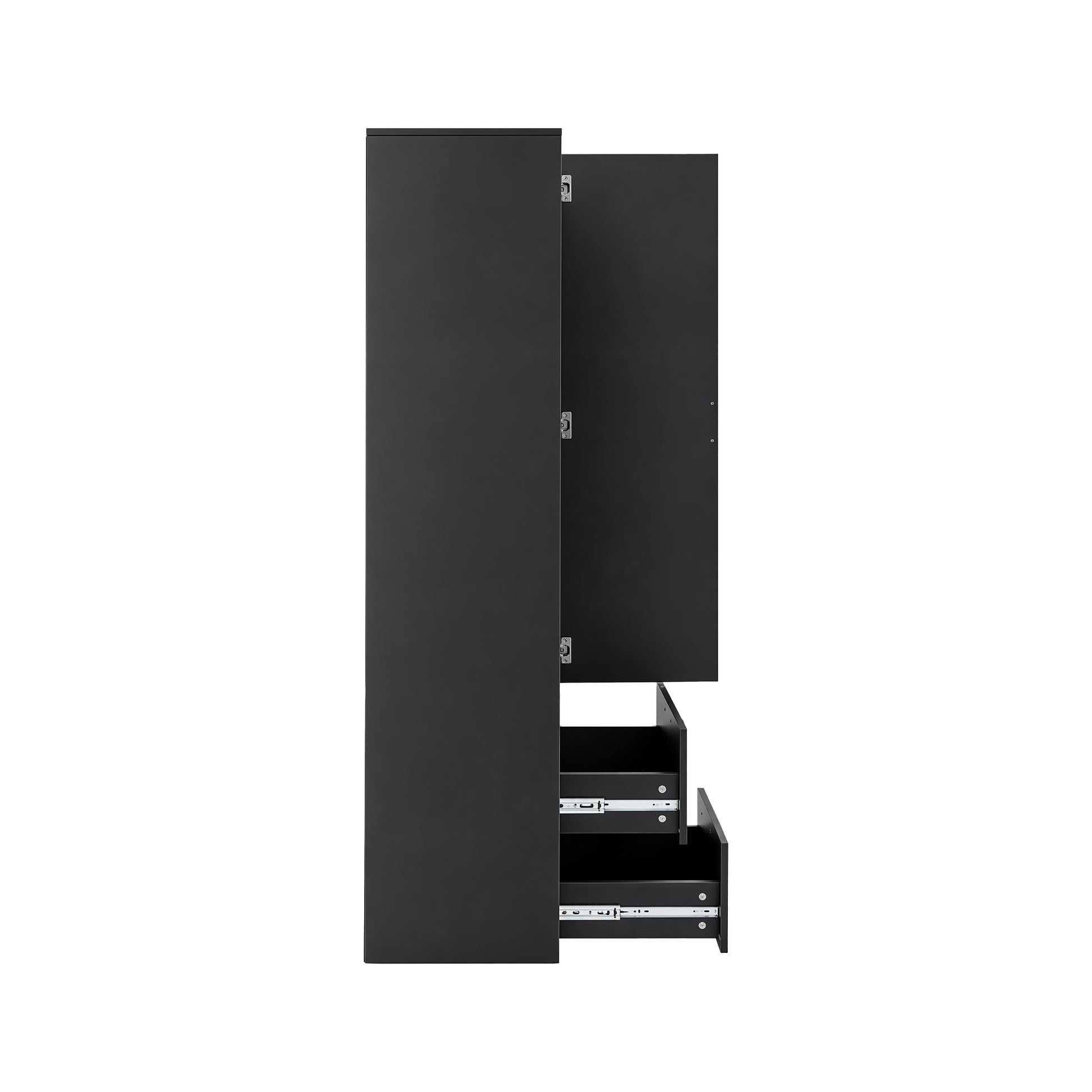 Standard kitchen Pantry,Tall Cabinet,Freestanding Cabinet with one door and two drawers for Kitchen, Dining Room, BLACK image 9