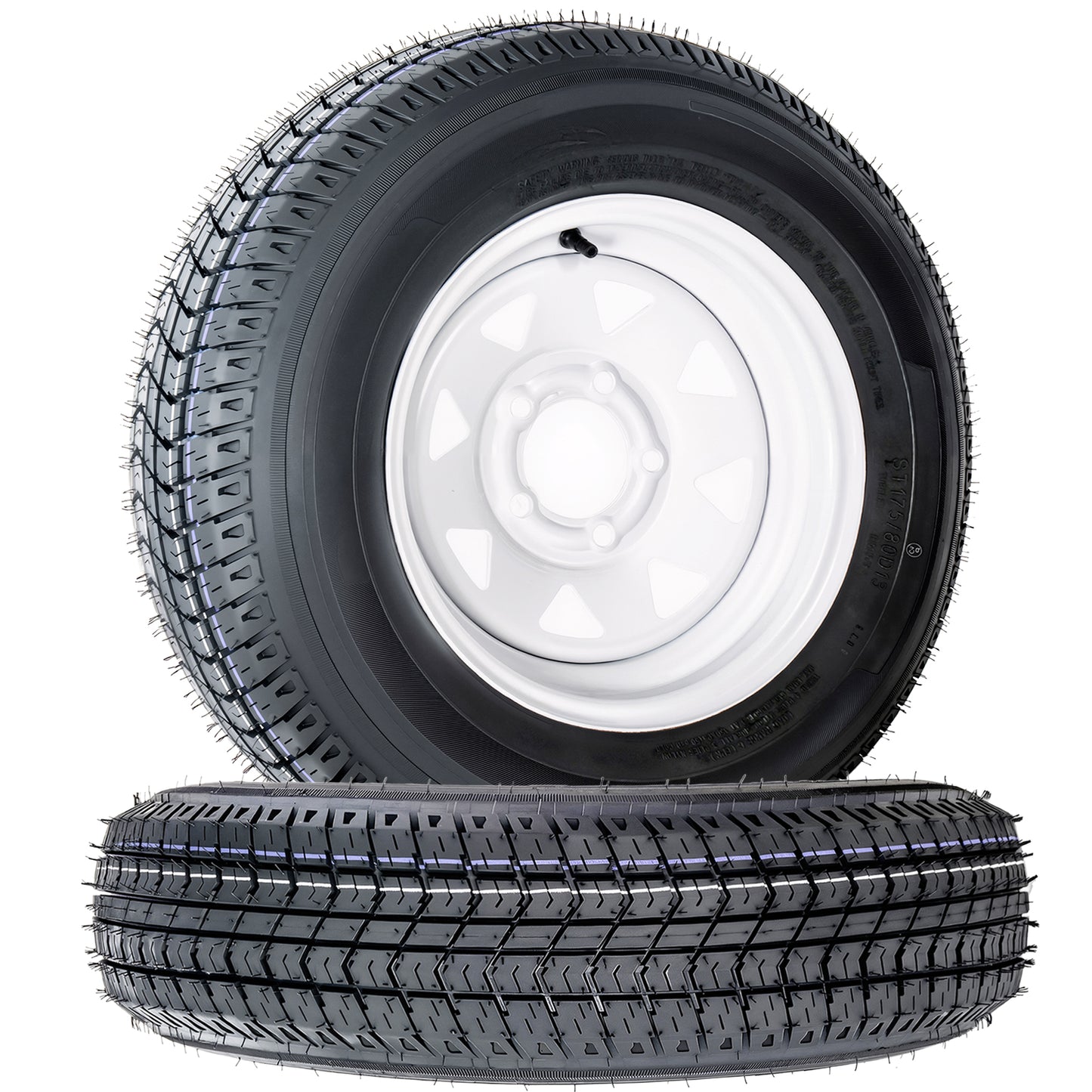 Set of 2 ST175/80D13 Trailer Tires and Wheel Assembly, DOT Approved- Highway Legal,6-Ply Heavy Duty, 13" Rim, 5 Lug on 4.5" PCD, 3.99" Center Bore, 1360 lbs Capacity for Boat, Utility, or Lawn Trailer image 9