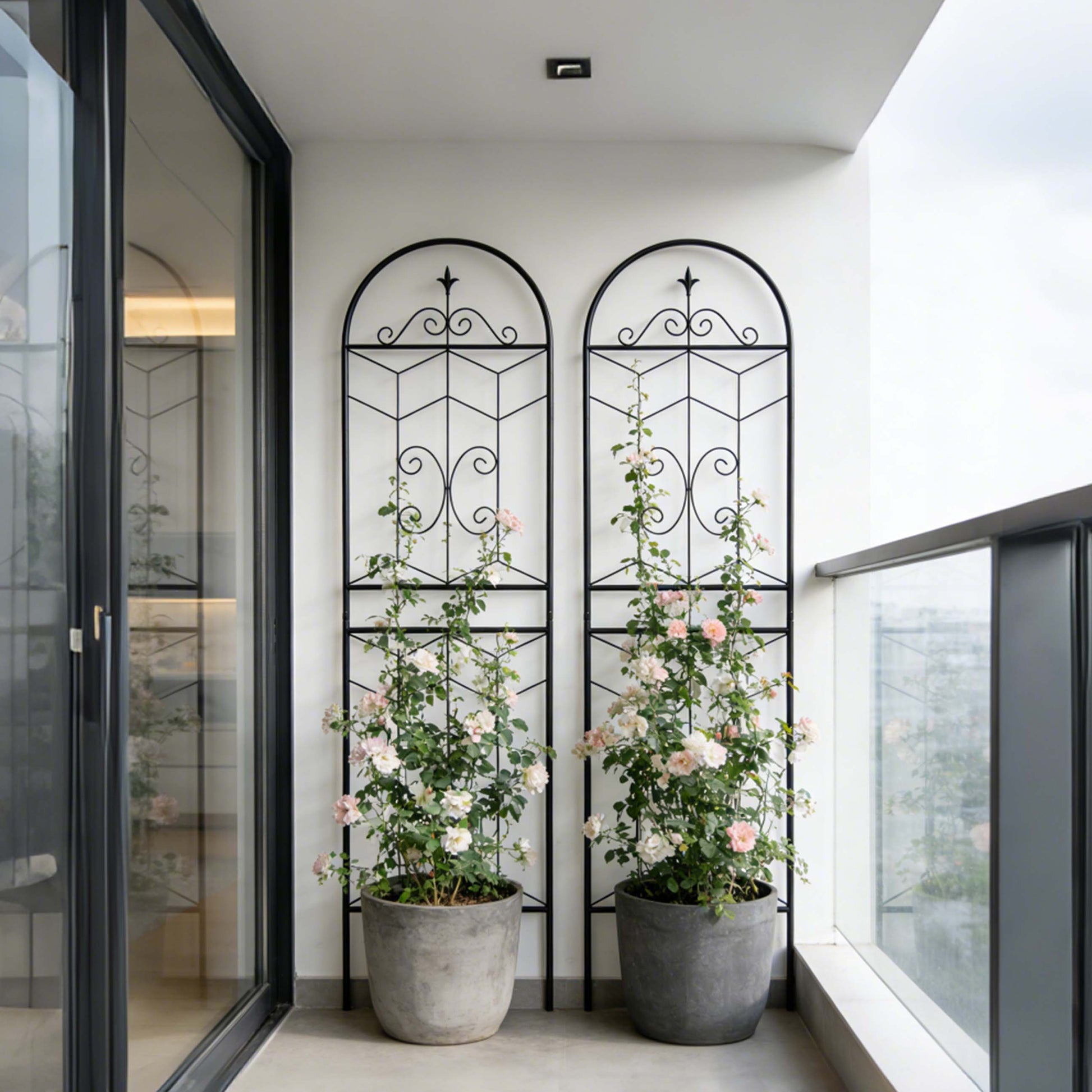 2 Pack Metal Garden Trellis 71" x 19.7" Rustproof Trellis for Climbing Plants Outdoor Flower Support Black image 1