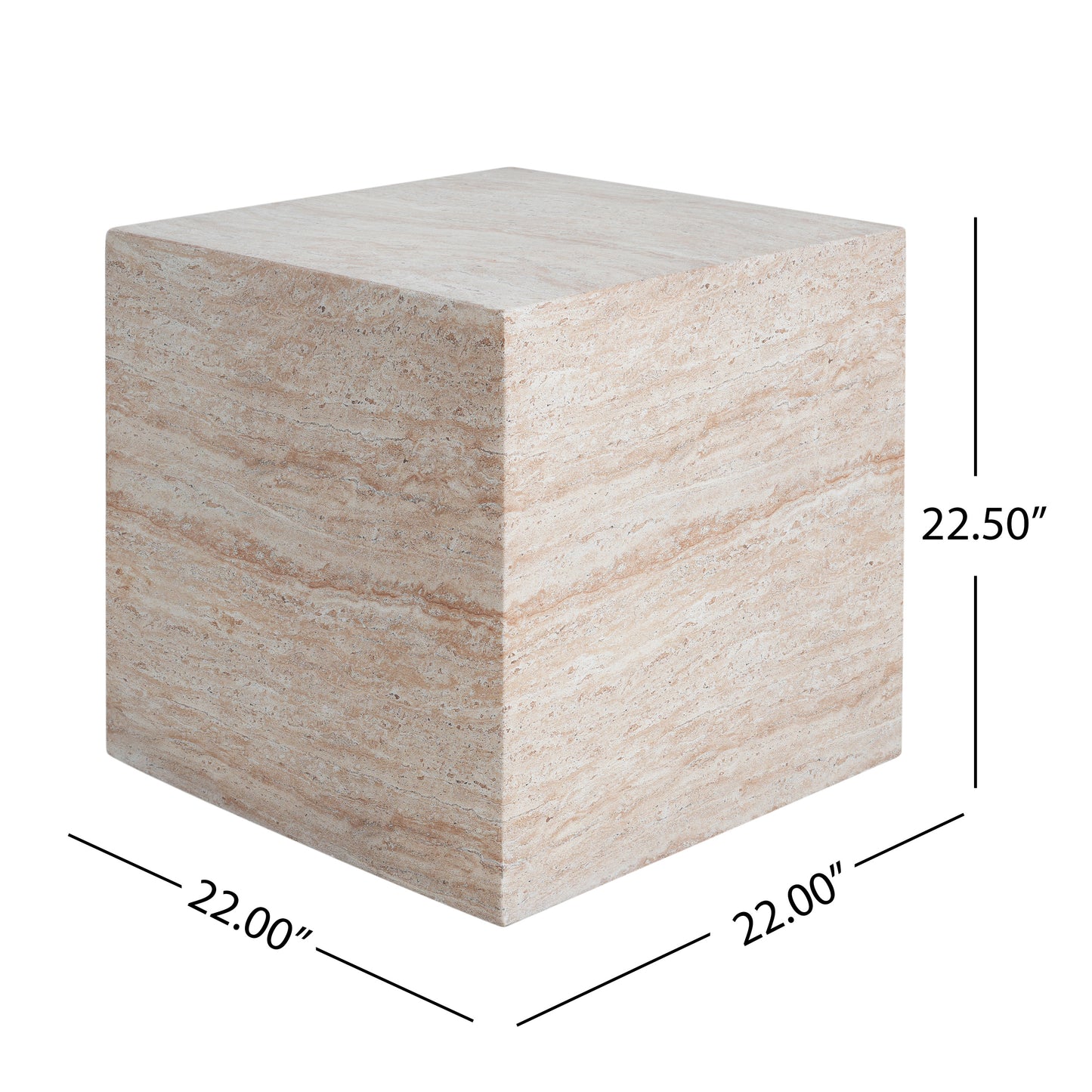 Outdoor/Indoor Square Travertine Lightweight Concrete Side Table image 5