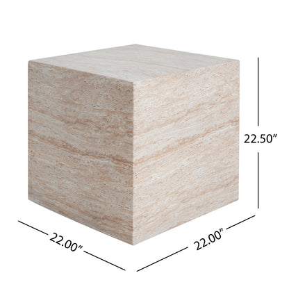 Outdoor/Indoor Square Travertine Lightweight Concrete Side Table image 5