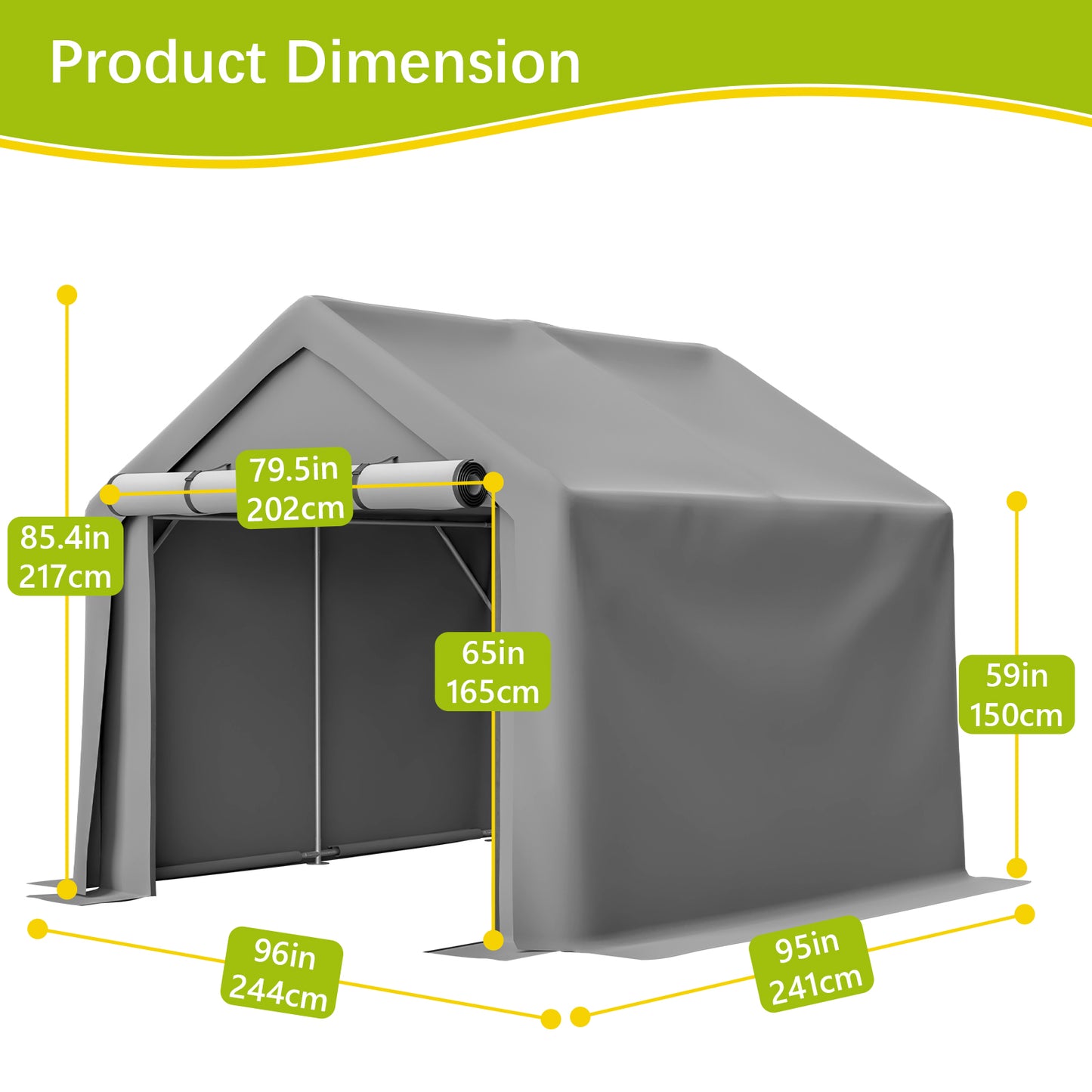 8x8 FT Multi-Purpose Outdoor Shelter Waterproof & UV-Resistant with Roll-Up Doors image 2