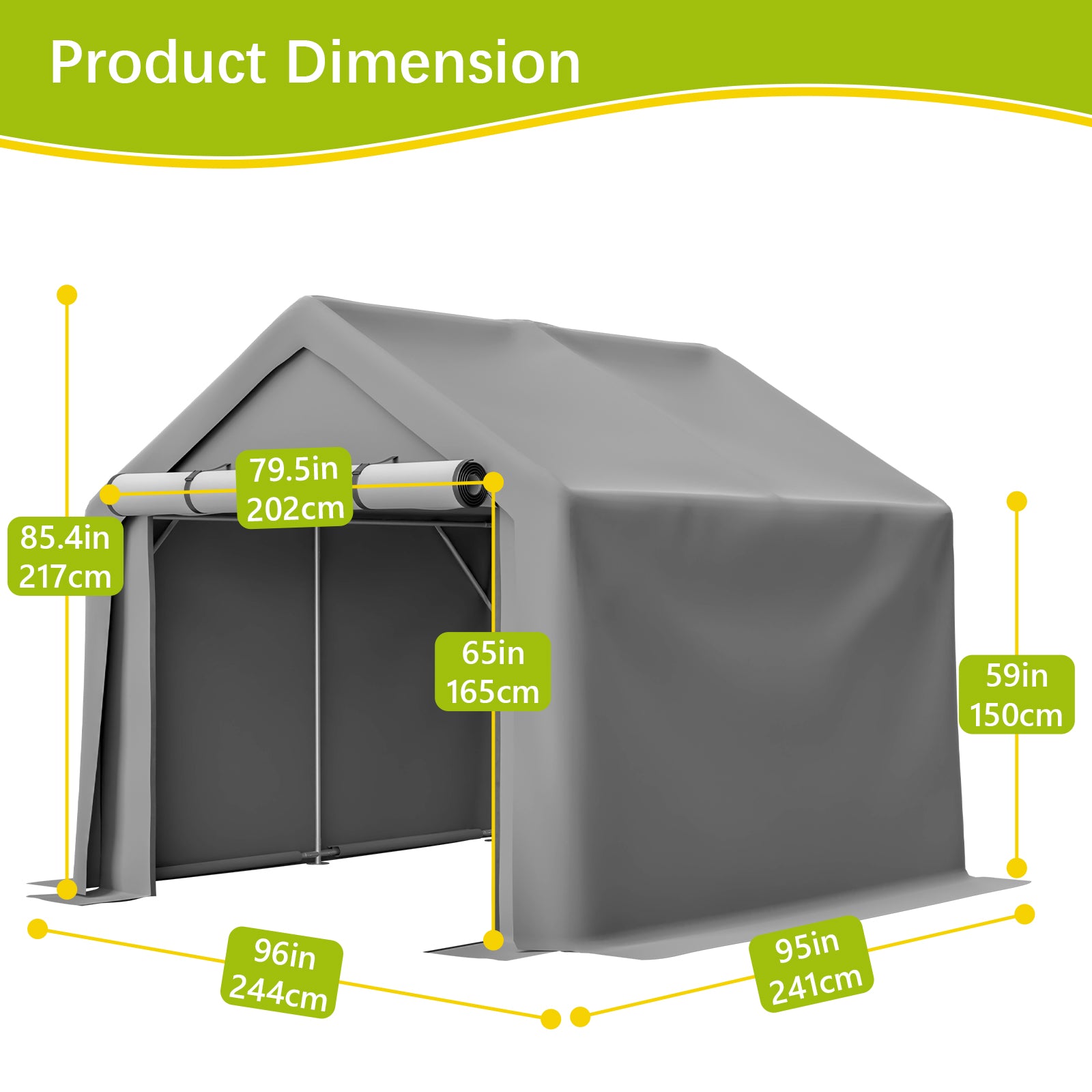 8x8 FT Multi-Purpose Outdoor Shelter Waterproof & UV-Resistant with Roll-Up Doors image 2