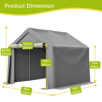 8x8 FT Multi-Purpose Outdoor Shelter Waterproof & UV-Resistant with Roll-Up Doors image 2