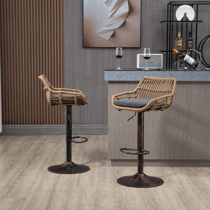 Modern Swivel Bar Stools Set of 2 Adjustable Counter Height Chairs with Footrest for Kitchen, Dining Room (Gray) image 8