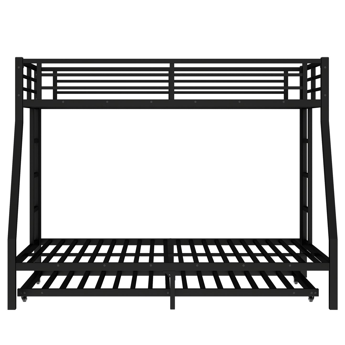 Twin over Full Metal Bunk Bed with Twin Size Trundle, Black image 5