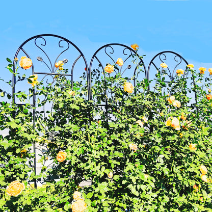 4 Pack Metal Garden Trellis 86.7" x 19.7" Rustproof Trellis for Climbing Plants Outdoor Flower Support Peacock Style Black image 2