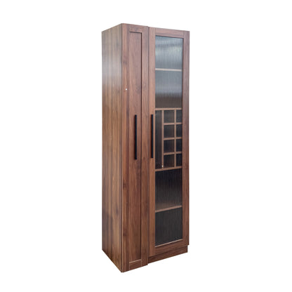 Kitchen pantry cabinet with multi-functional pull-out multi-tier storage shelf,Farmhouse Storage Cabinet with glass Doors,Pantry Organizers for Kitchen, bar cabinet,Dining Room image 7
